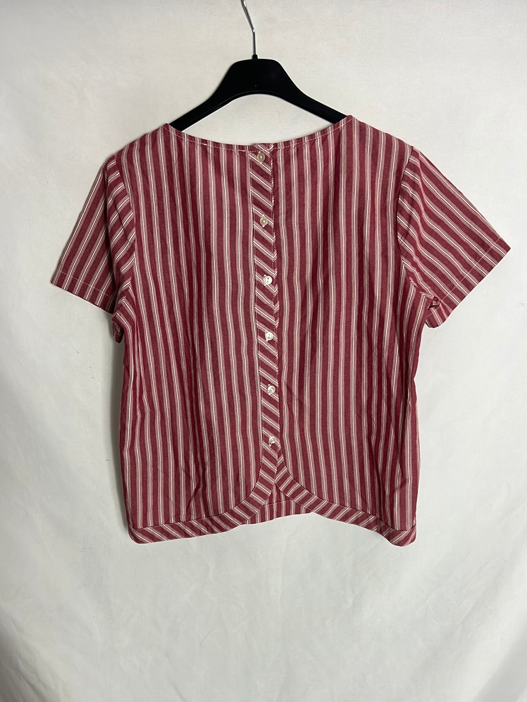 MISS BLUE. Top rayas burdeos parches. T M (S)