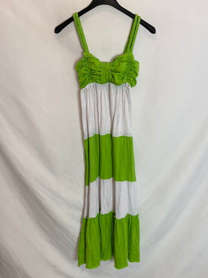 OTHERS. White midi dress with green straps. TS