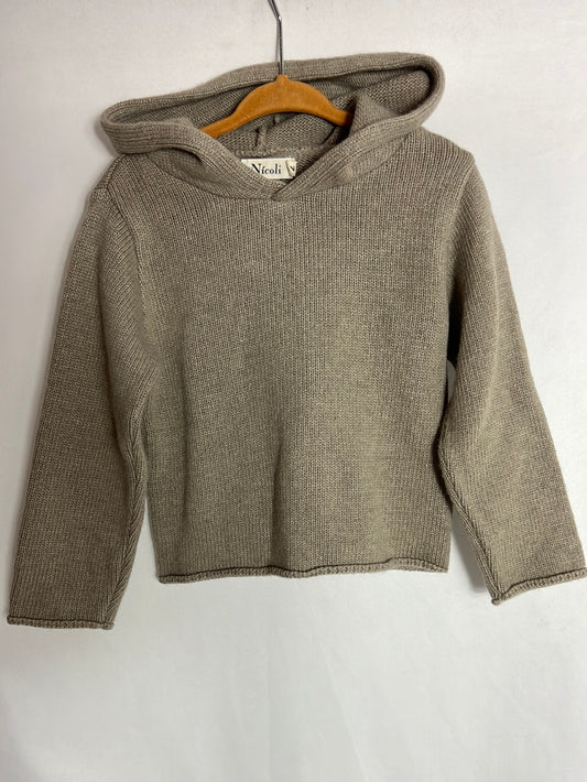 NÍCOLI. Jersey marrón capucha. T 2 años