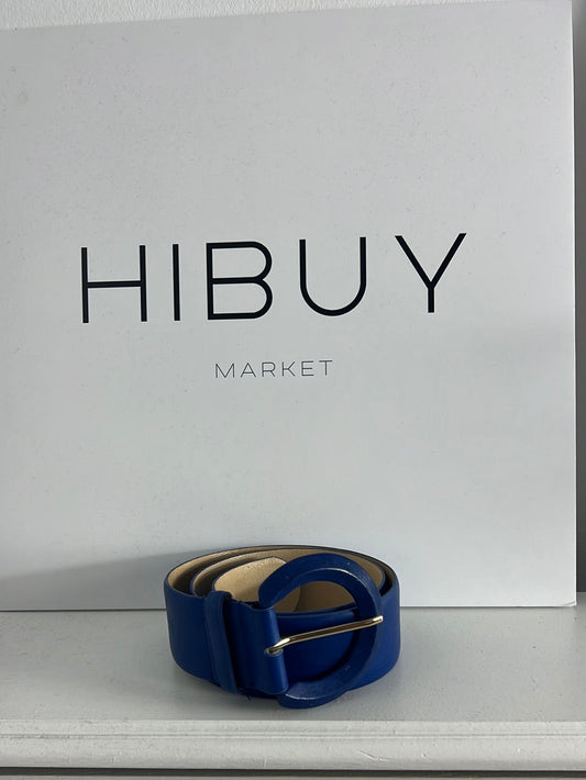 UTERQUE. Cinturón ancho  piel azul. T 80 (tara)