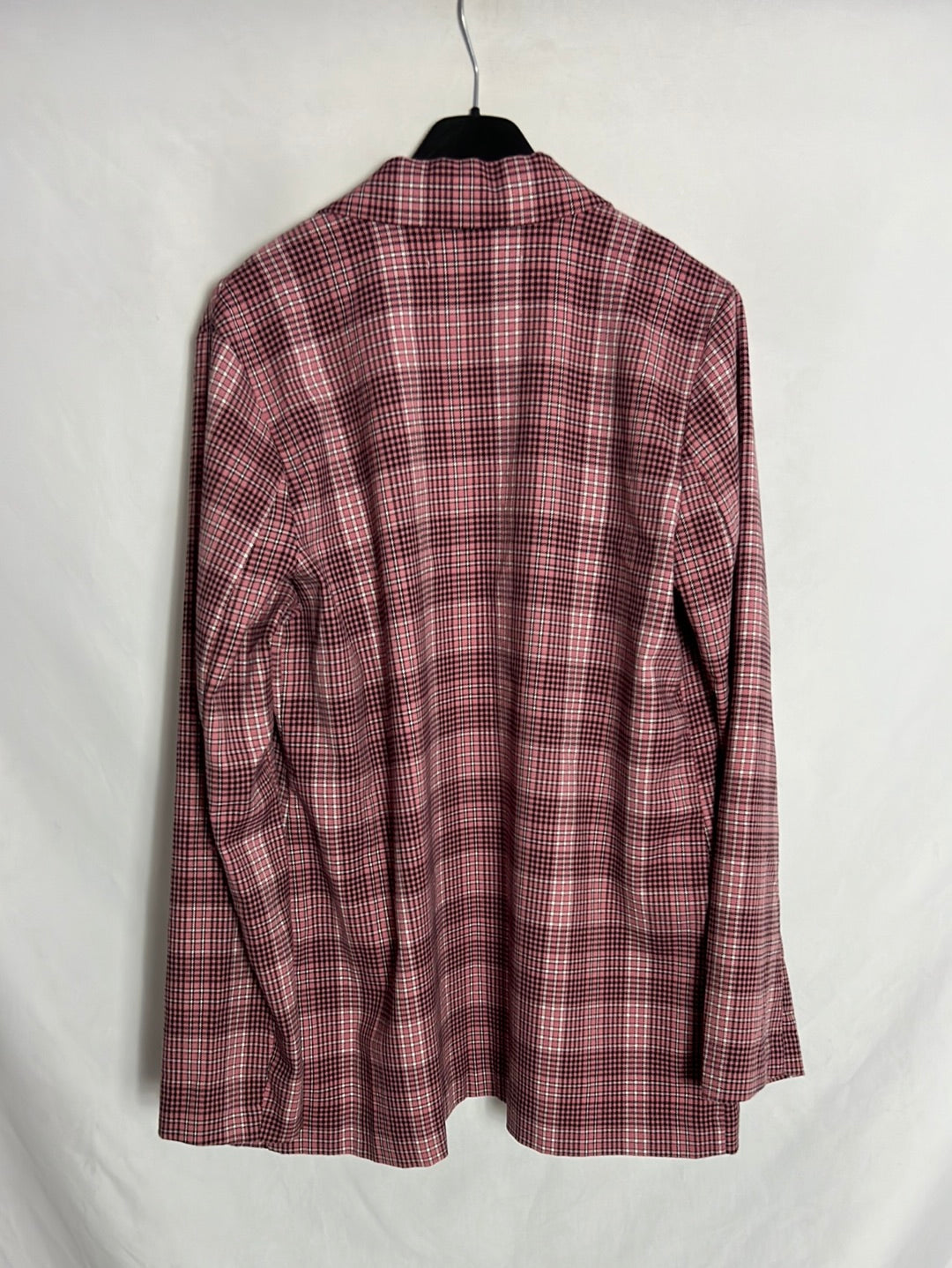 STRADIVARIUS. Blazer fina rosa cuadros. T M