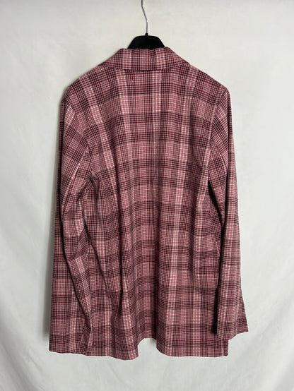 STRADIVARIUS. Blazer fina rosa cuadros. T M