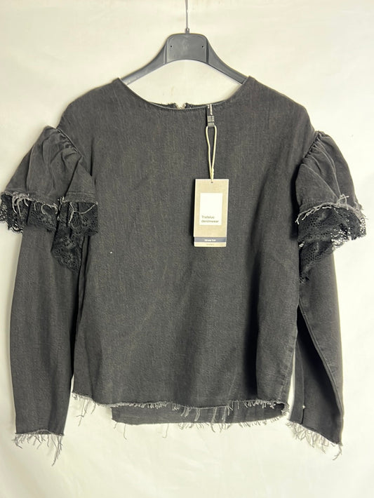 ZARA.black denim top T.xs