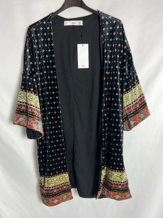 MANGO. Kimono negro terciopelo  T.s/m