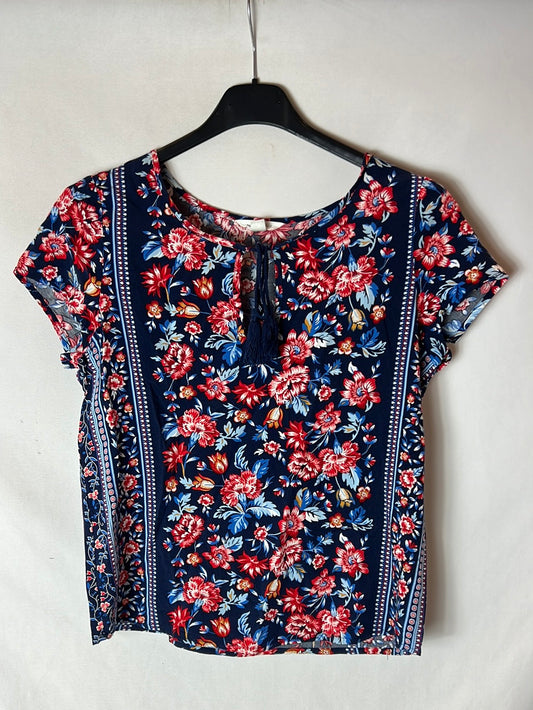 SPRINGFIELD. Blue floral print top. Size 36