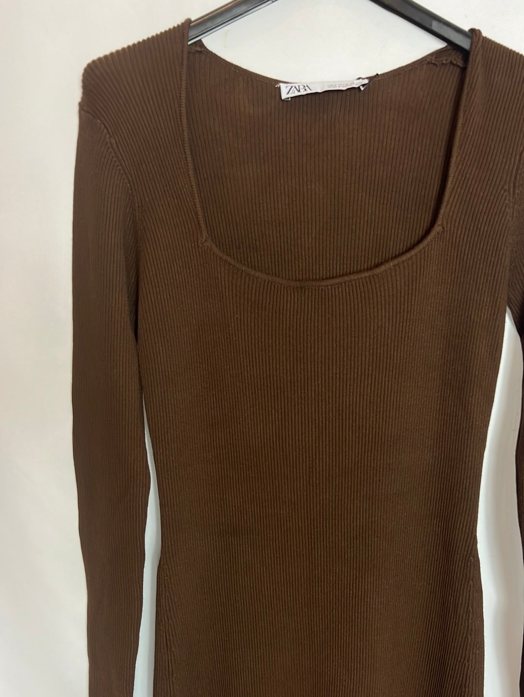 ZARA. Brown ribbed dress Tm