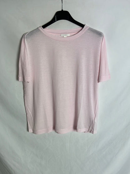 COS. Camiseta rosa claro textura. T S