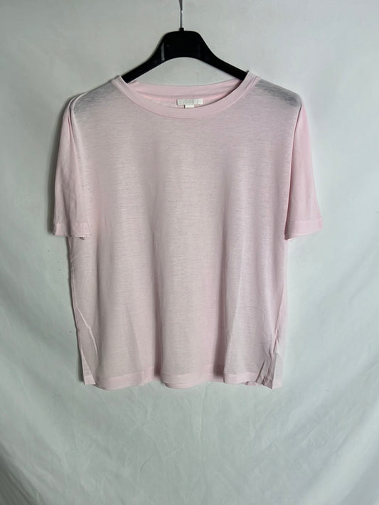COS. Camiseta rosa claro textura. T S