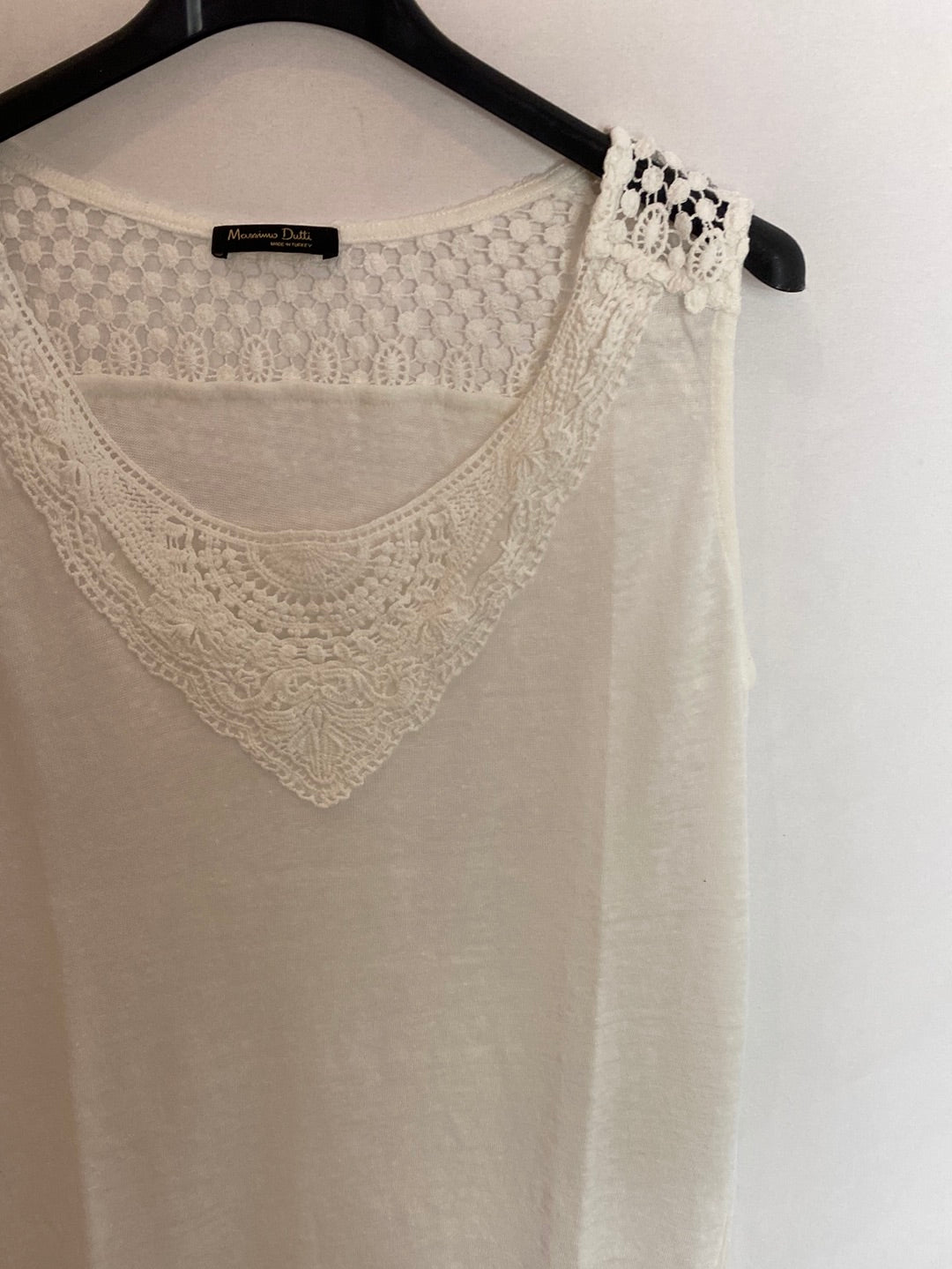 MASSIMO DUTTI. Camiseta blanca lino T.xl
