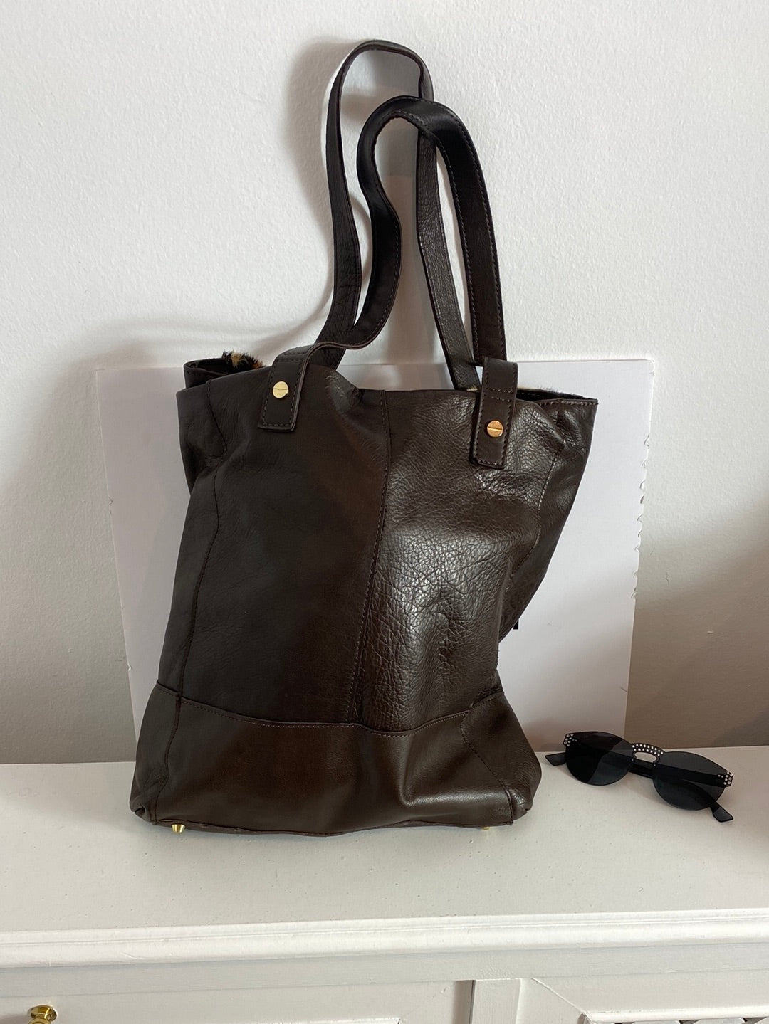 FOSCO. Bolso de hombro piel marrón