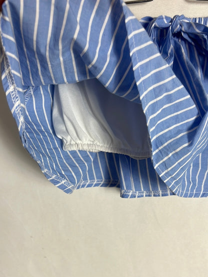 OTRAS. Crop top volante azul. T S