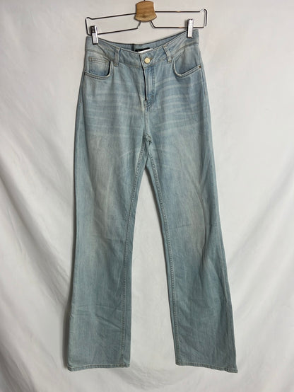 MASSIMO DUTTI. Light-weight wide-leg denim trousers. Size 36