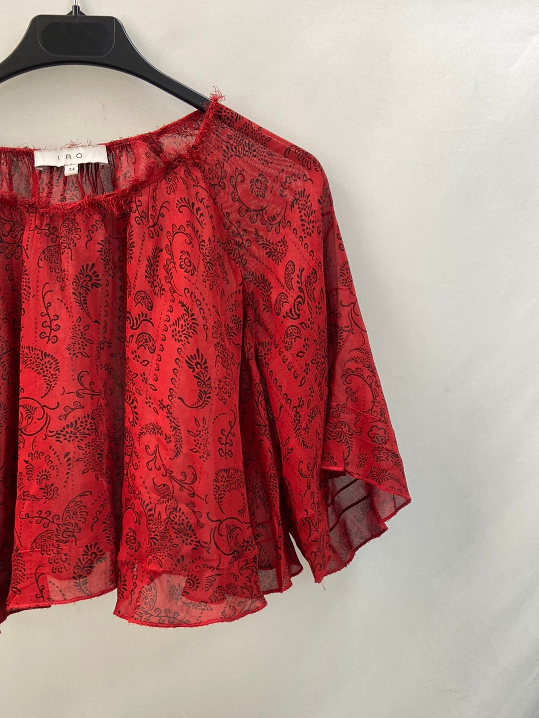 IRO. Semi-sheer crop blouse size 34