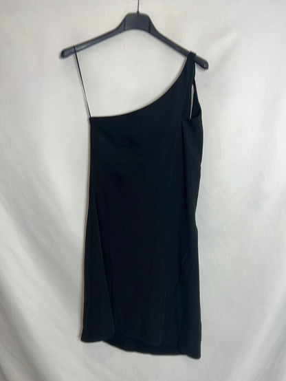 SFERA. Vestido corto negro asimétrico. T S