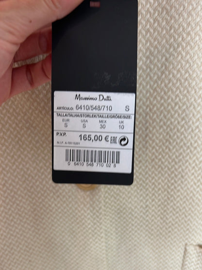 MASSIMO DUTTI. Abrigo/chaqueta fino beige textura. T S