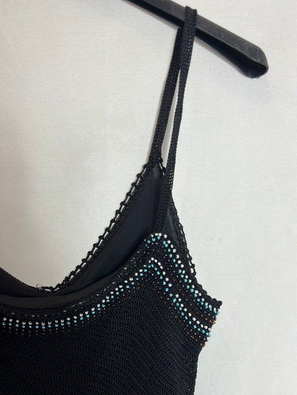 DON ALGODÓN. Black beaded knit top, size 38