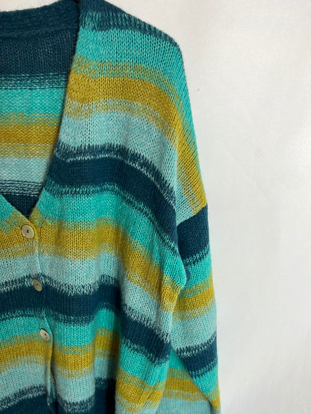 OTRAS. Cárdigan verde rayas. T.u (S)