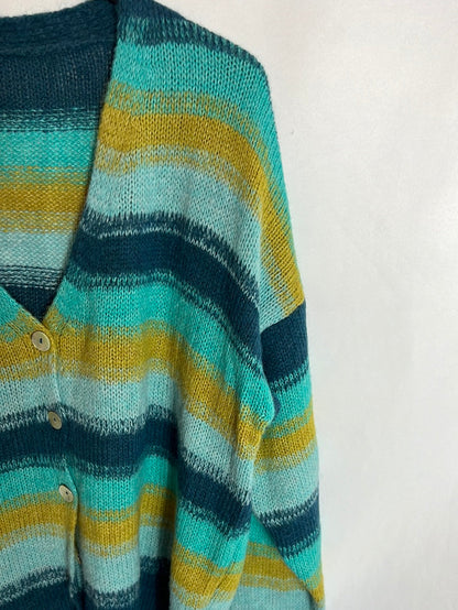 OTRAS. Cárdigan verde rayas. T.u (S)