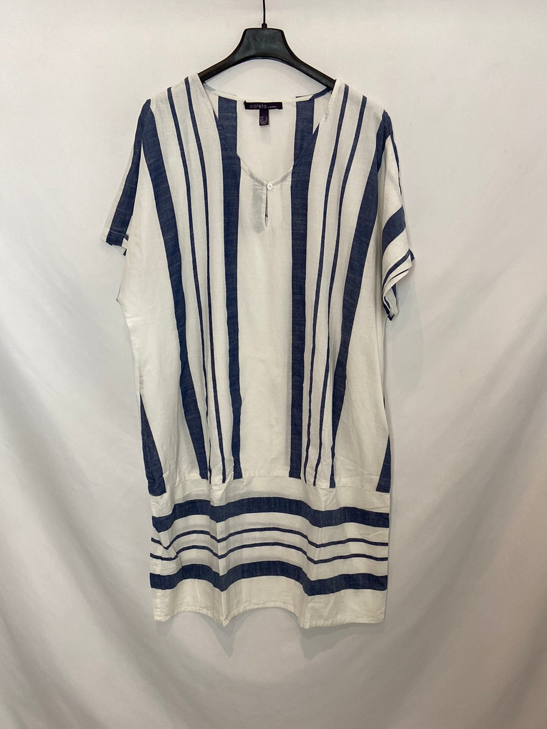 VIOLETA BY MANGO. Striped shirt dress, size XL.