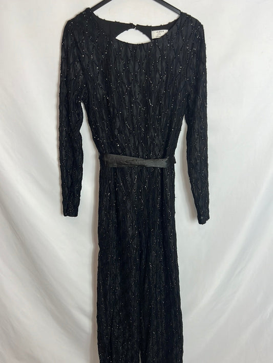 MOLLY BRACKEN. Long black jumpsuit with threads YOU(S)