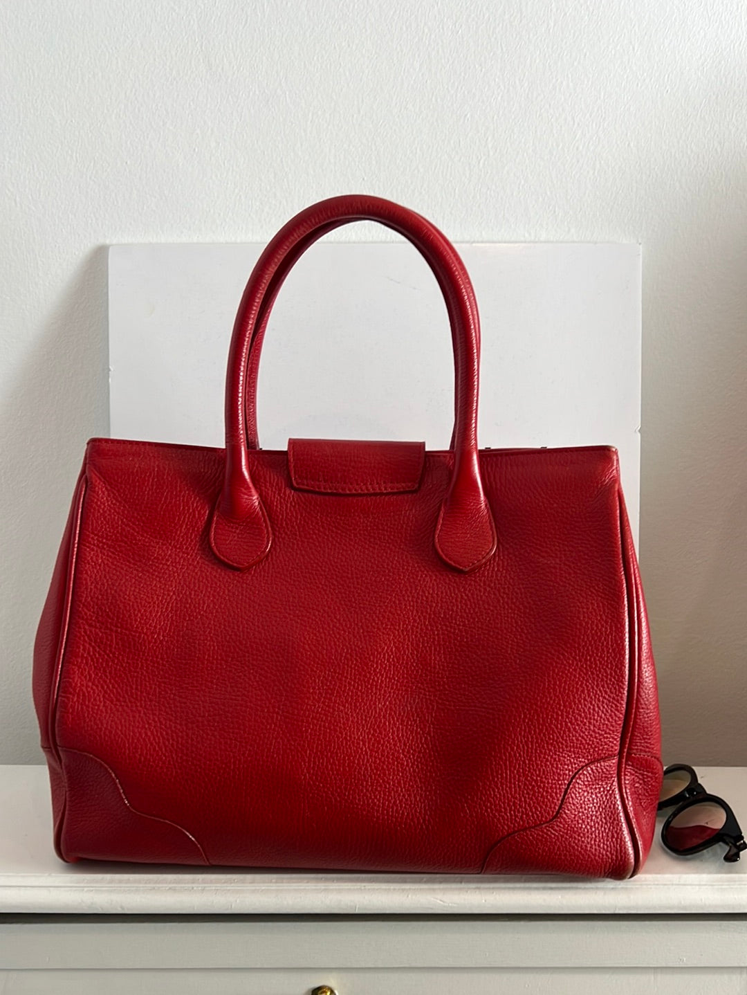 FRANCESCO ROGANI. Bolso piel  tote rojo. (Tara)