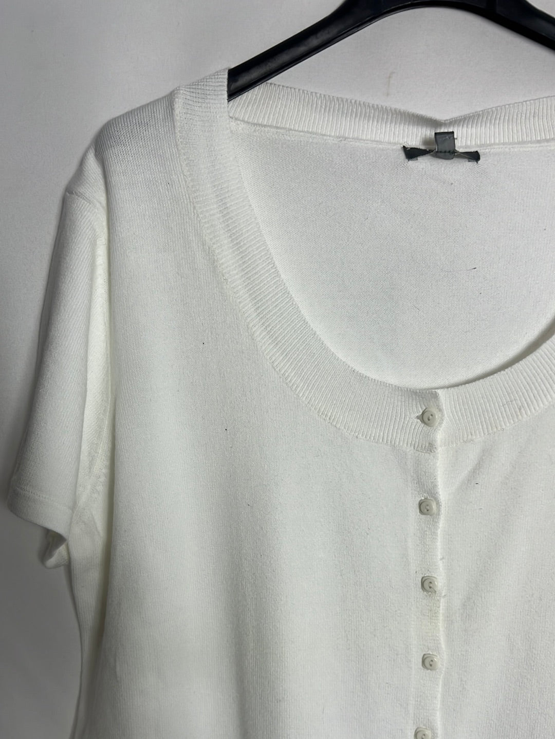 PHILDAR. Cárdigan manga corta punto blanco. T XL