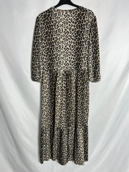 ZARA. Vestido midi animal print. T S
