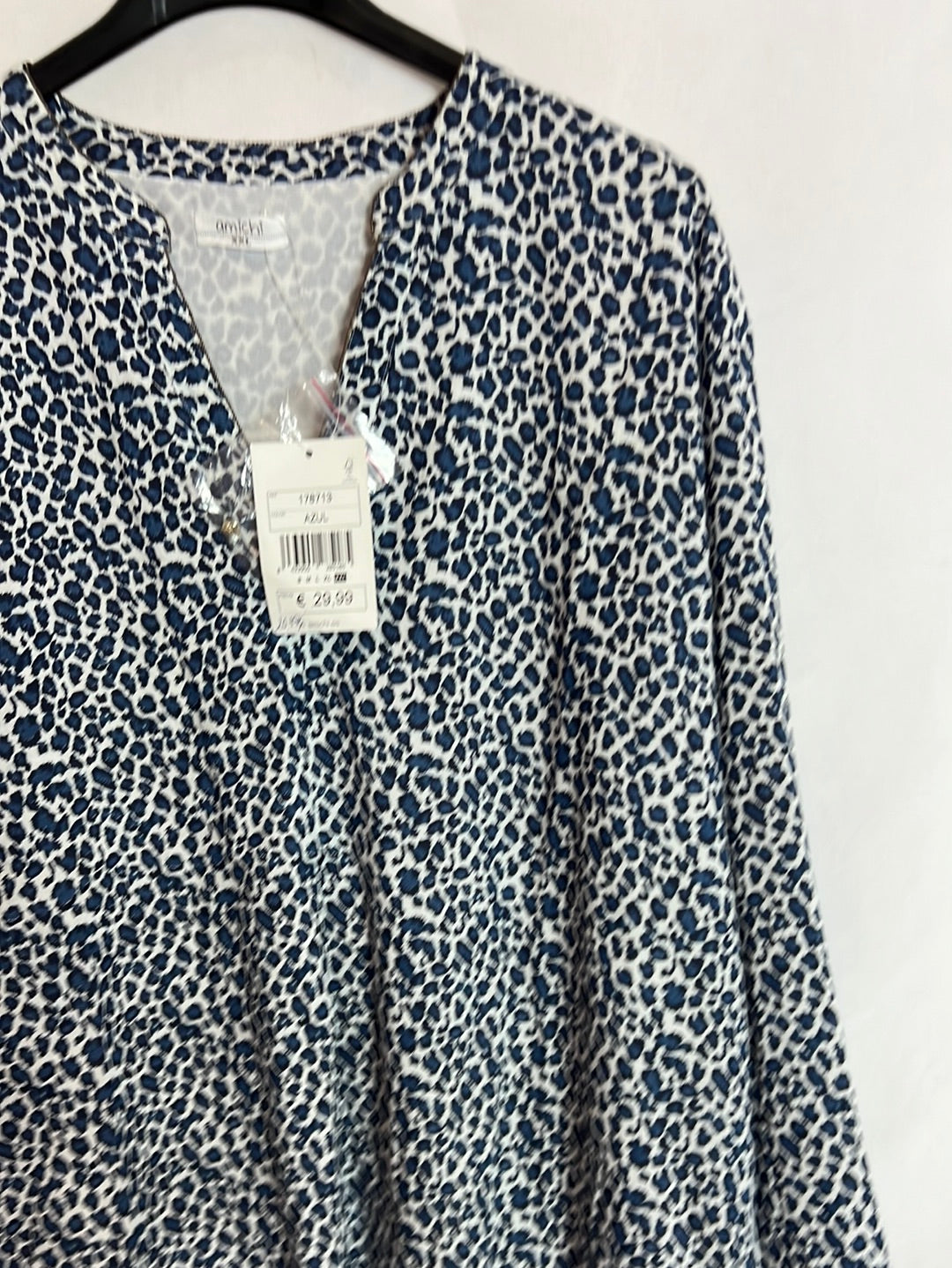 AMICHI. Short blue animal print dress. XXL