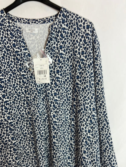 AMICHI. Short blue animal print dress. XXL