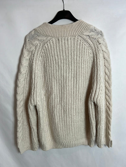 MANGO. Jersey punto gordo beige claro. T S