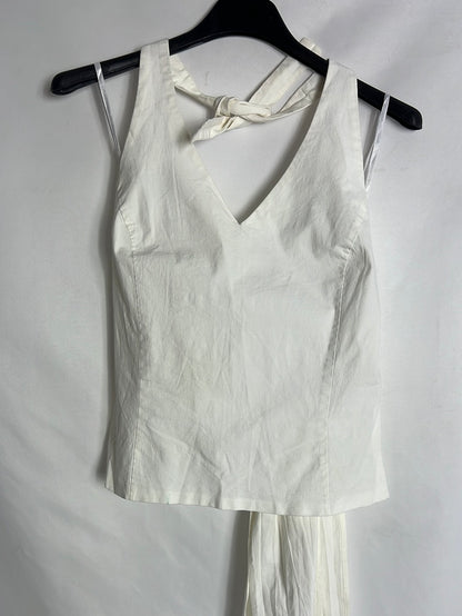CORDON. Top blanco lazada cuello y espalda. T 40