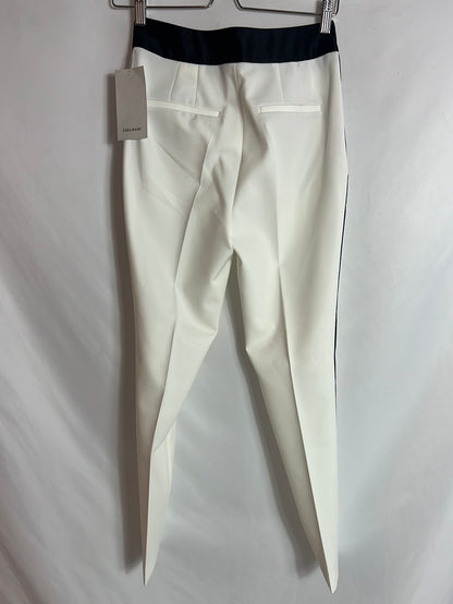 ZARA. White trousers with black stripes on the sides. XS