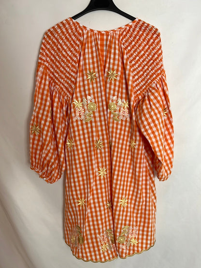INNIKA CHOO. Vichy check dress with puff sleeves. YOU (S/M