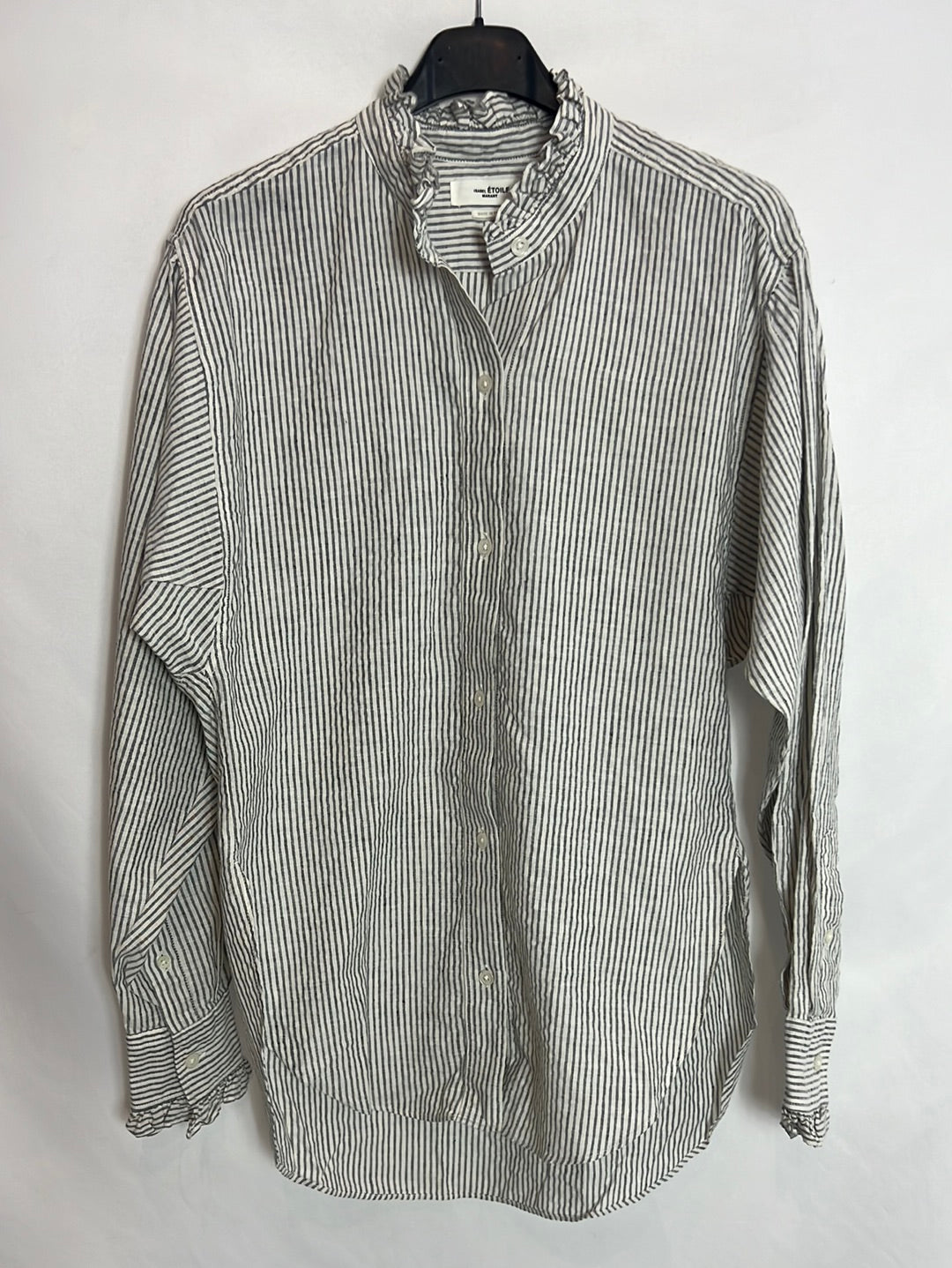ISABEL MARANT. Striped blouse with ruffled collar. Size 36