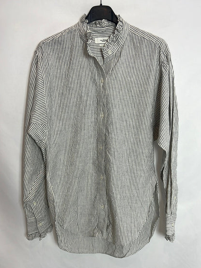 ISABEL MARANT. Striped blouse with ruffled collar. Size 36