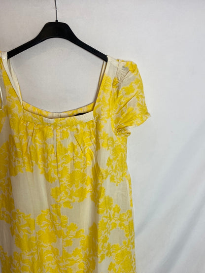 ZARA. Vestido midi efecto bordado T.m/l