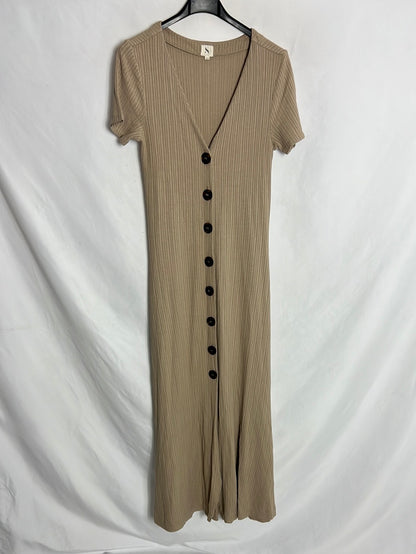 OTRAS. Vestido midi canalé camel. T S