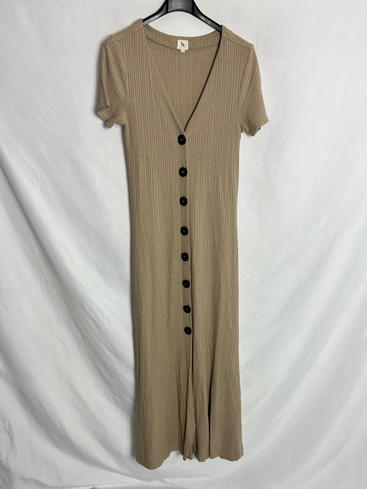 OTRAS. Vestido midi canalé camel. T S