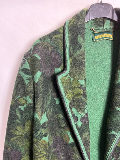 GEIGER. Chaqueta lana vintage verde estampada. T L