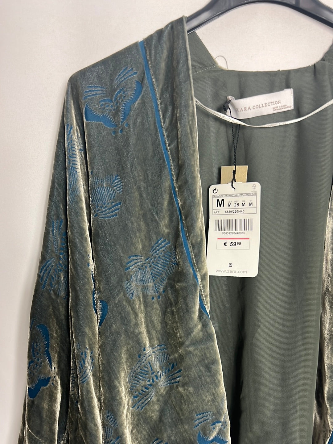 ZARA. Kimono corto bicolor terciopelo. T M