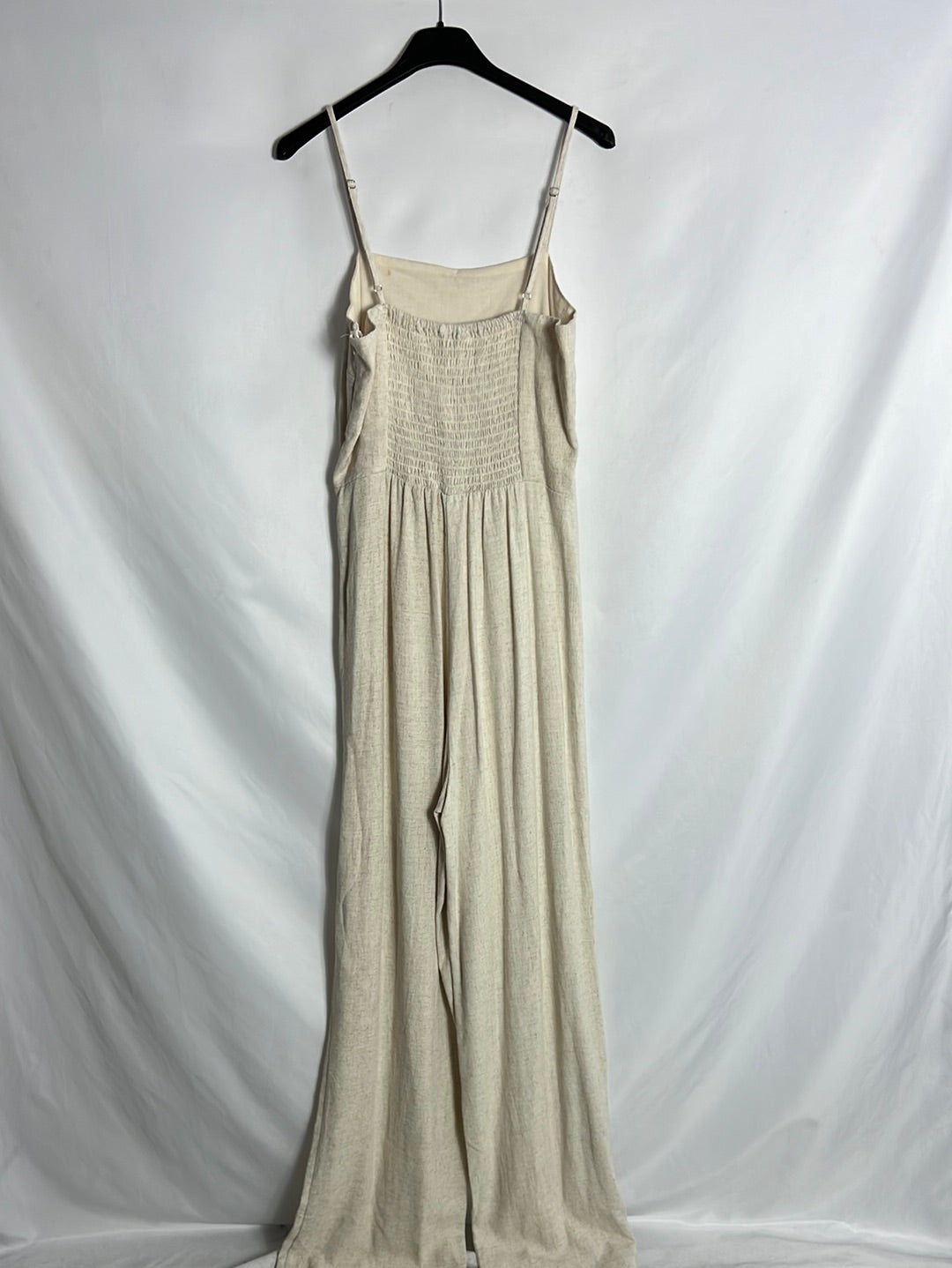 STRADIVARIUS. Beige linen-effect long jumpsuit. TM