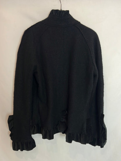 DERHY. Chaqueta lana volantes en terciopelo negro. T M