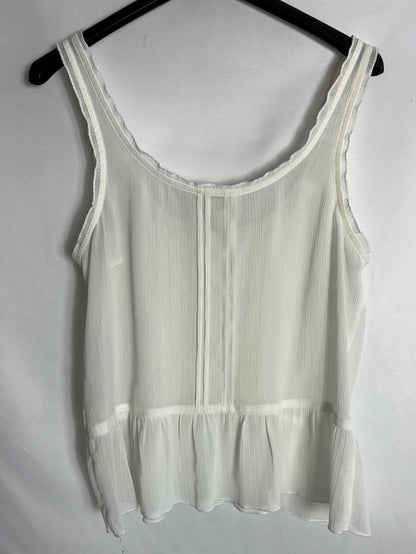 GILLY HICKS. Top blanco semitransparente. T S