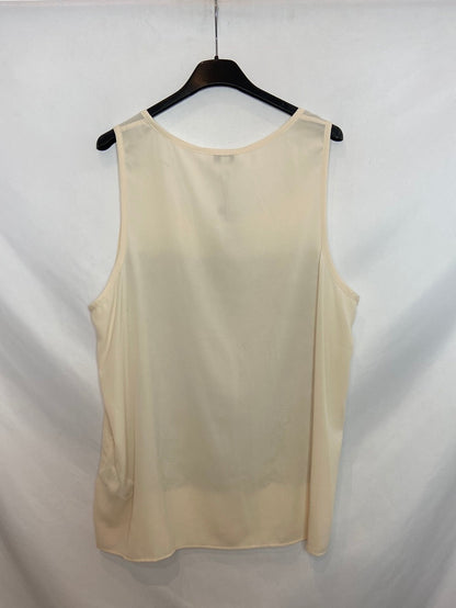 CORTEFIEL. Top blanco lentejuelas T.XXL