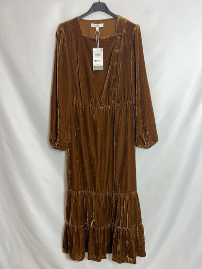 INTROPIA. Brown velvet midi dress. TS