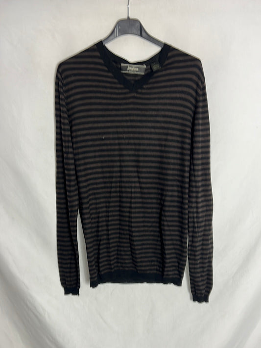 NEIMAN MARCUS. Brown and black striped sweater. TS
