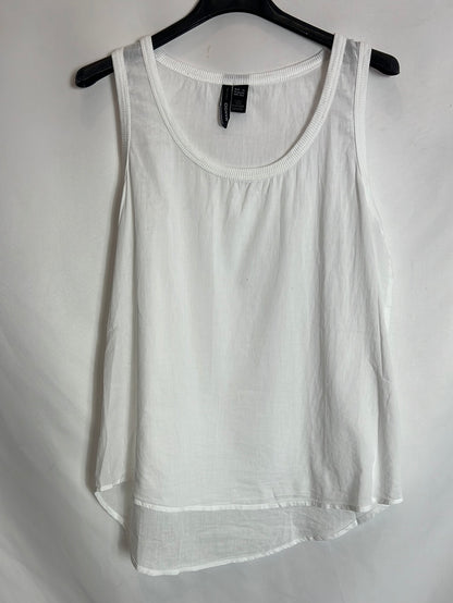 MANGO. Top blanco semitransparente. T XS