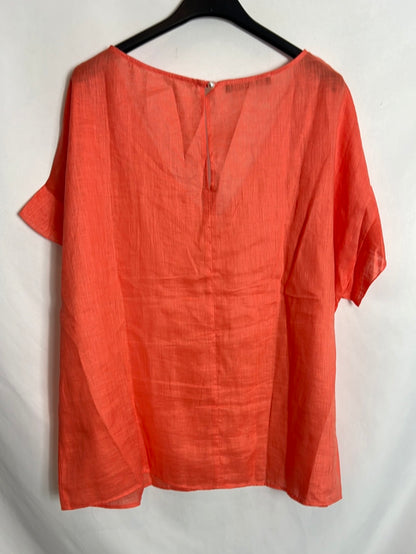 VIOLET BY MANGO. Orange linen top. T XL