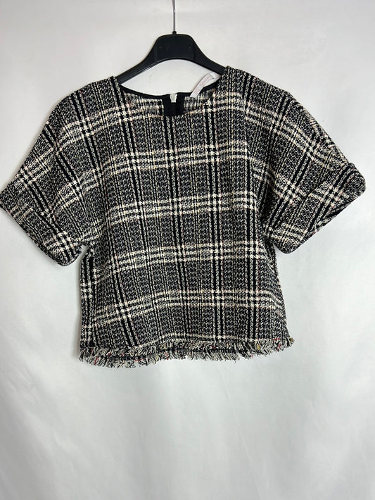 ZARA. Short-sleeved tweed top. Size XS