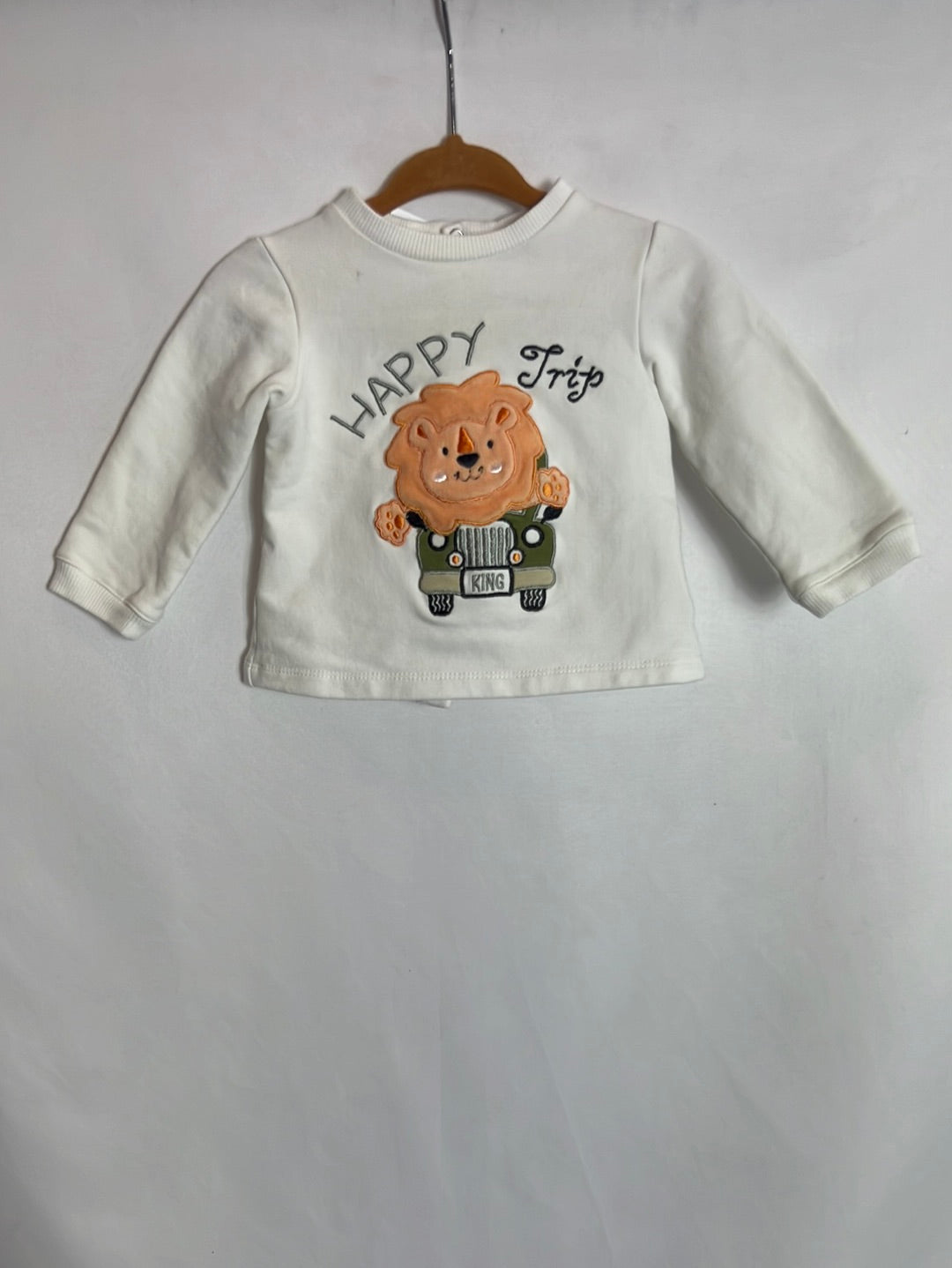 PRENATAL. Sudadera blanca león. T 3-6 meses
